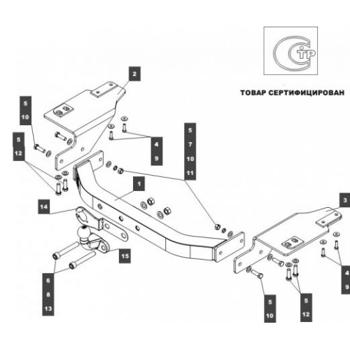 Фаркоп Baltex на TOYOTA LAND CRUISER PRADO Black Onyx 20- Арт.249462 (узкая балка, для установки хром уголков по краям)