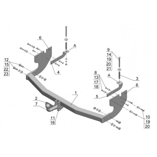 Фаркоп Avtos на GREAT WALL Hover H3 2009-2014 Арт.GW 08