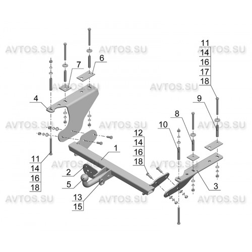 Фаркоп Avtos на SUBARU Forester 2008-2013 Арт.SU 05